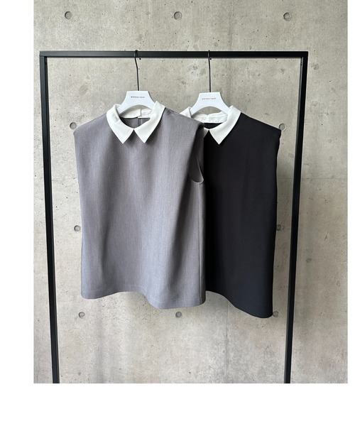 BIRTHDAY BASH(バースデイバッシュ)の「2WAY COLLAR BOX SILHOUETTE TOPS(シャツ/ブラウス・レディース・ブラック/グレー・FREE)」の4枚目の写真