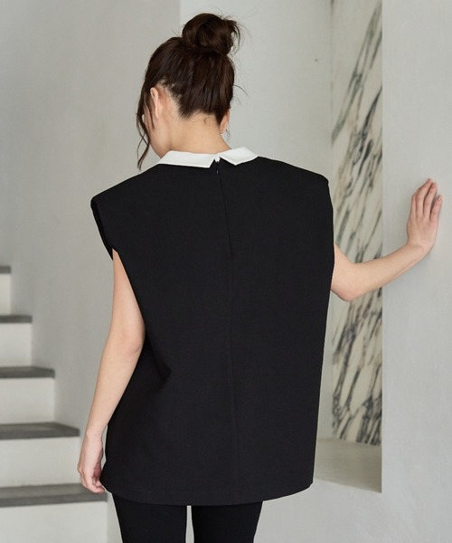 BIRTHDAY BASH(バースデイバッシュ)の「2WAY COLLAR BOX SILHOUETTE TOPS(シャツ/ブラウス・レディース・ブラック/グレー・FREE)」の3枚目の写真