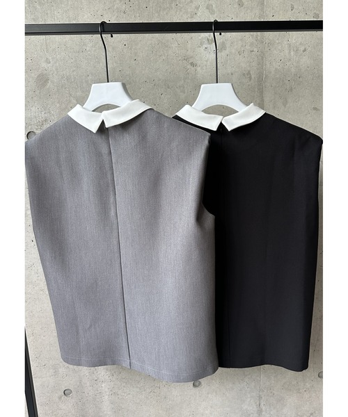 BIRTHDAY BASH(バースデイバッシュ)の「2WAY COLLAR BOX SILHOUETTE TOPS(シャツ/ブラウス・レディース・ブラック/グレー・FREE)」の5枚目の写真
