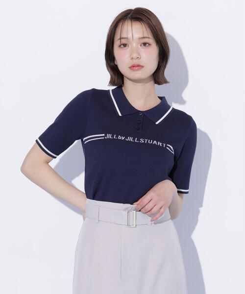 JILL by JILL STUART(ジルバイジルスチュアート)の「ラインロゴポロニット(ニット/セーター・レディース・ブルー/ネイビー/ホワイト・FREE)」の4枚目の写真