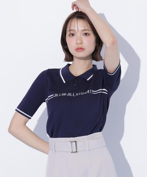 JILL by JILL STUART(ジルバイジルスチュアート)の「ラインロゴポロニット(ニット/セーター・レディース・ブルー/ネイビー/ホワイト・FREE)」の5枚目の写真
