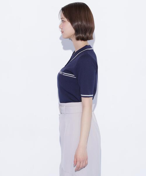 JILL by JILL STUART(ジルバイジルスチュアート)の「ラインロゴポロニット(ニット/セーター・レディース・ブルー/ネイビー/ホワイト・FREE)」の6枚目の写真
