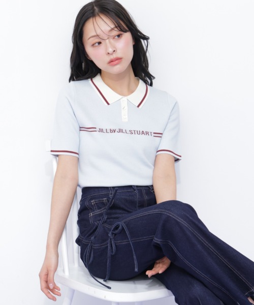 JILL by JILL STUART(ジルバイジルスチュアート)の「ラインロゴポロニット(ニット/セーター・レディース・ブルー/ネイビー/ホワイト・FREE)」の3枚目の写真