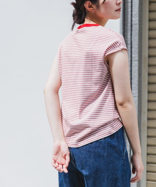 FORK&SPOON（フォークアンドスプーン）の「FORK&SPOON　マルチボーダーノースリーブTシャツ（タンクトップ・レディース・レッド/チャコールグレー/グリーン・1）」の3枚目の写真