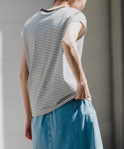FORK&SPOON（フォークアンドスプーン）の「FORK&SPOON　マルチボーダーノースリーブTシャツ（タンクトップ・レディース・レッド/チャコールグレー/グリーン・1）」の7枚目の写真