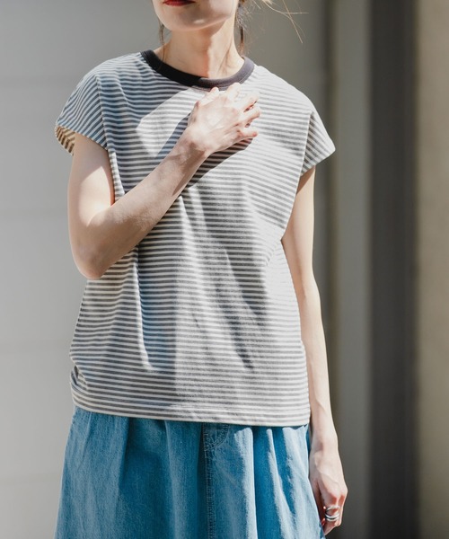 FORK&SPOON（フォークアンドスプーン）の「FORK&SPOON　マルチボーダーノースリーブTシャツ（タンクトップ・レディース・レッド/チャコールグレー/グリーン・1）」の8枚目の写真