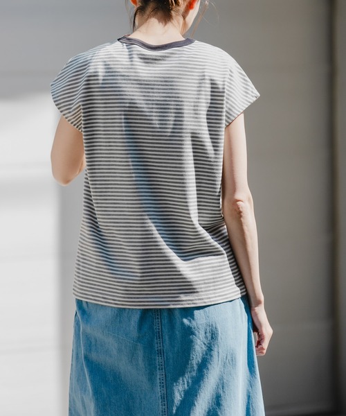 FORK&SPOON（フォークアンドスプーン）の「FORK&SPOON　マルチボーダーノースリーブTシャツ（タンクトップ・レディース・レッド/チャコールグレー/グリーン・1）」の12枚目の写真