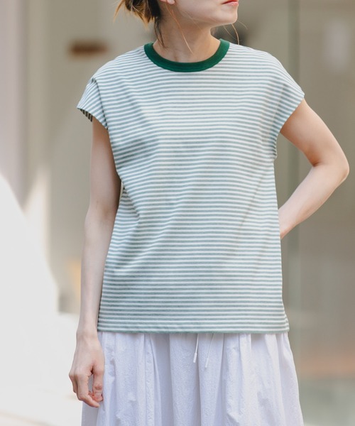 FORK&SPOON（フォークアンドスプーン）の「FORK&SPOON　マルチボーダーノースリーブTシャツ（タンクトップ・レディース・レッド/チャコールグレー/グリーン・1）」の18枚目の写真