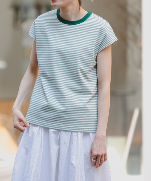 FORK&SPOON（フォークアンドスプーン）の「FORK&SPOON　マルチボーダーノースリーブTシャツ（タンクトップ・レディース・レッド/チャコールグレー/グリーン・1）」の19枚目の写真