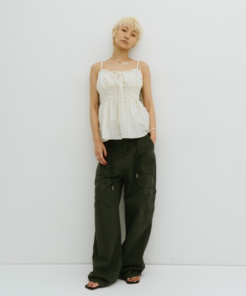 HANNE(アン)の「ドットシャーリングキャミ(キャミソール・レディース・ホワイト/ブラック・FREE)」の6枚目の写真