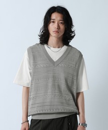 RAGEBLUE（レイジブルー）の「Lace Knitting Knit Ensemble Vest/透かし編みニットベスト【Tシャツ付き】（ベスト）」