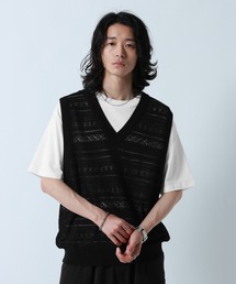 RAGEBLUE（レイジブルー）の「Lace Knitting Knit Ensemble Vest/透かし編みニットベスト【Tシャツ付き】（ベスト）」
