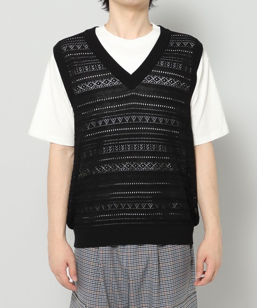 RAGEBLUE(レイジブルー)の「Lace Knitting Knit Ensemble Vest/透かし編みニットベスト【Tシャツ付き】(ベスト・メンズ・グレー/ブラック・MEDIUM/LARGE)」の21枚目の写真