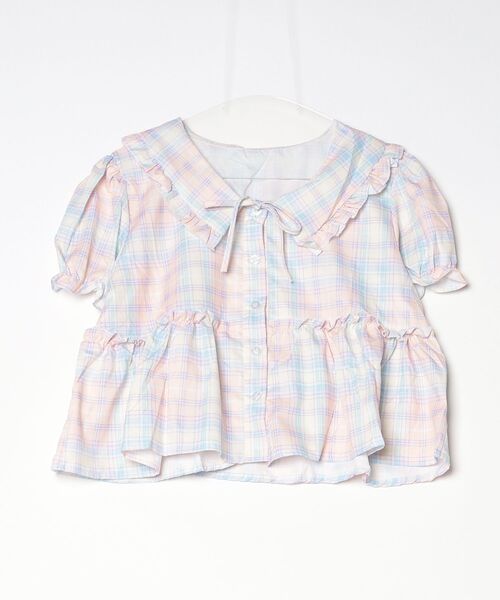 gossip!ロサンゼルス(ゴシップロサンゼルス)の「YUGA パステルチェックのフリルブラウス(シャツ/ブラウス・レディース・ピンク・L/M)」の11枚目の写真