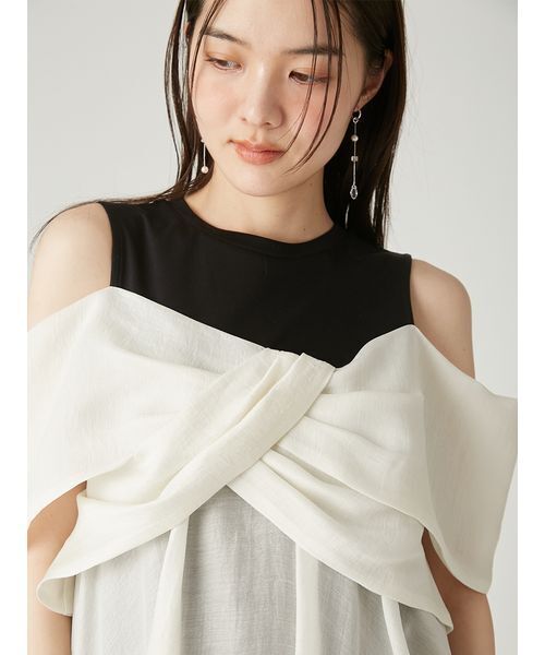 FRAY I.D(フレイアイディー)の「ツイストディテールカットトップス/ウォッシャブル・接触冷感(Tシャツ/カットソー・レディース・マルチ/ミント/ホワイト・F)」の10枚目の写真