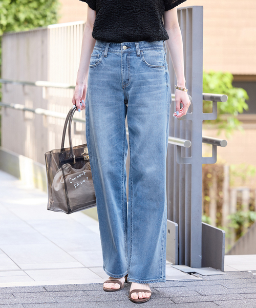 Healthy denim(ヘルシーデニム)の「Healthy Denim/ヘルシーデニム SLOBE別注 ストレートデニム donuts 【洗濯機使用可能】(デニムパンツ・レディース・スカイブルー・25cm/24cm/23cm)」の1枚目の写真