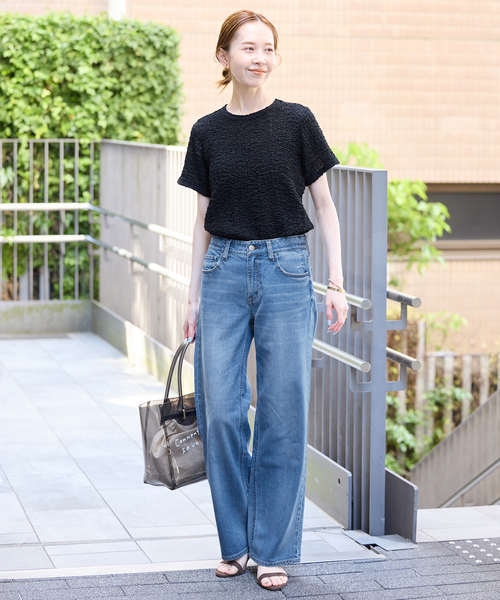 Healthy denim(ヘルシーデニム)の「Healthy Denim/ヘルシーデニム SLOBE別注 ストレートデニム donuts 【洗濯機使用可能】(デニムパンツ・レディース・スカイブルー・25cm/24cm/23cm)」の3枚目の写真