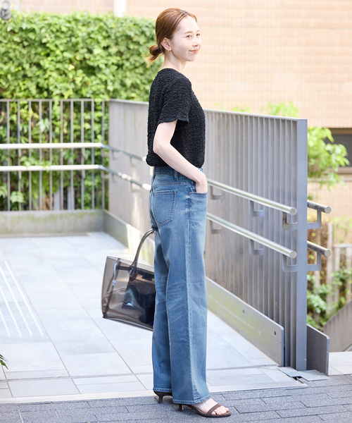 Healthy denim(ヘルシーデニム)の「Healthy Denim/ヘルシーデニム SLOBE別注 ストレートデニム donuts 【洗濯機使用可能】(デニムパンツ・レディース・スカイブルー・25cm/24cm/23cm)」の4枚目の写真