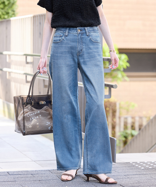 Healthy denim(ヘルシーデニム)の「Healthy Denim/ヘルシーデニム SLOBE別注 ストレートデニム donuts 【洗濯機使用可能】(デニムパンツ・レディース・スカイブルー・25cm/24cm/23cm)」の7枚目の写真