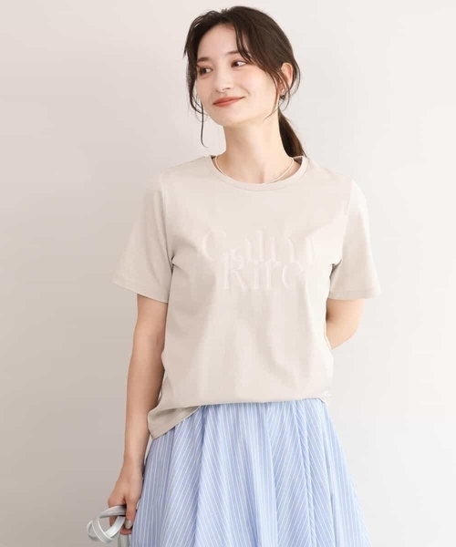 MK MICHEL KLEIN（エムケーミッシェルクラン）の「[接触冷感/洗える]コットンロゴTシャツ（Tシャツ/カットソー・レディース・ホワイト/ベージュ・38）」の4枚目の写真