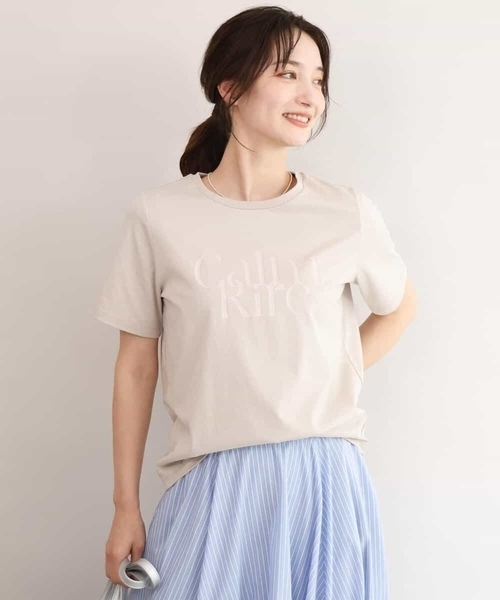MK MICHEL KLEIN（エムケーミッシェルクラン）の「[接触冷感/洗える]コットンロゴTシャツ（Tシャツ/カットソー・レディース・ホワイト/ベージュ・38）」の5枚目の写真