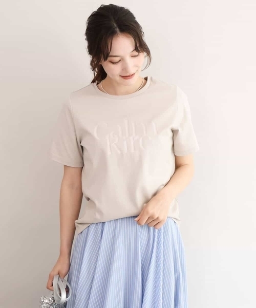 MK MICHEL KLEIN（エムケーミッシェルクラン）の「[接触冷感/洗える]コットンロゴTシャツ（Tシャツ/カットソー・レディース・ホワイト/ベージュ・38）」の6枚目の写真