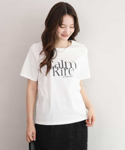 MK MICHEL KLEIN（エムケーミッシェルクラン）の「[接触冷感/洗える]コットンロゴTシャツ（Tシャツ/カットソー・レディース・ホワイト/ベージュ・38）」の10枚目の写真