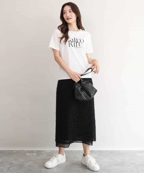 MK MICHEL KLEIN（エムケーミッシェルクラン）の「[接触冷感/洗える]コットンロゴTシャツ（Tシャツ/カットソー・レディース・ホワイト/ベージュ・38）」の11枚目の写真