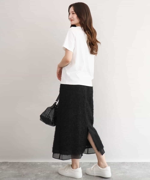 MK MICHEL KLEIN（エムケーミッシェルクラン）の「[接触冷感/洗える]コットンロゴTシャツ（Tシャツ/カットソー・レディース・ホワイト/ベージュ・38）」の13枚目の写真