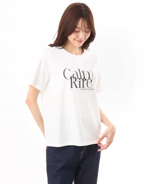 MK MICHEL KLEIN（エムケーミッシェルクラン）の「[接触冷感/洗える]コットンロゴTシャツ（Tシャツ/カットソー・レディース・ホワイト/ベージュ・38）」の14枚目の写真