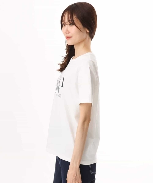 MK MICHEL KLEIN（エムケーミッシェルクラン）の「[接触冷感/洗える]コットンロゴTシャツ（Tシャツ/カットソー・レディース・ホワイト/ベージュ・38）」の15枚目の写真
