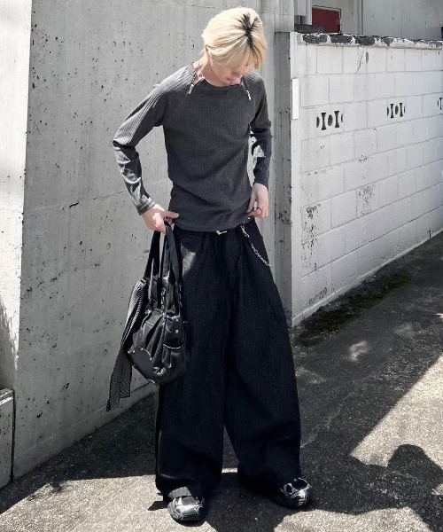 Lee fi Ne(リファイン)の「【Lee fi Ne】Herringbone Layered Baggy Jeans / 【リファイン】ヘリンボーンレイヤードバギージーンズ<着用動画あり>(デニムパンツ・メンズ・ブラック・01/02)」の19枚目の写真
