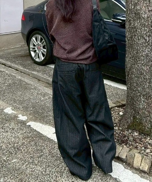 Lee fi Ne(リファイン)の「【Lee fi Ne】Herringbone Layered Baggy Jeans / 【リファイン】ヘリンボーンレイヤードバギージーンズ<着用動画あり>(デニムパンツ・メンズ・ブラック・01/02)」の11枚目の写真