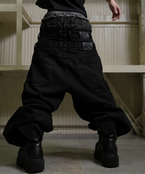 Lee fi Ne(リファイン)の「【Lee fi Ne】Herringbone Layered Baggy Jeans / 【リファイン】ヘリンボーンレイヤードバギージーンズ<着用動画あり>(デニムパンツ・メンズ・ブラック・01/02)」の5枚目の写真
