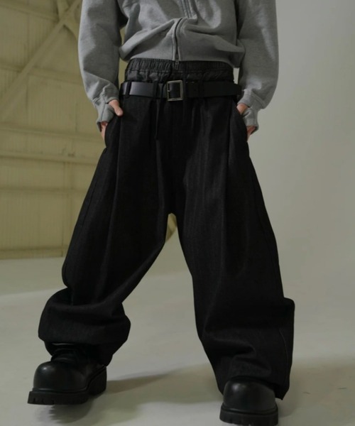 Lee fi Ne(リファイン)の「【Lee fi Ne】Herringbone Layered Baggy Jeans / 【リファイン】ヘリンボーンレイヤードバギージーンズ<着用動画あり>(デニムパンツ・メンズ・ブラック・01/02)」の3枚目の写真