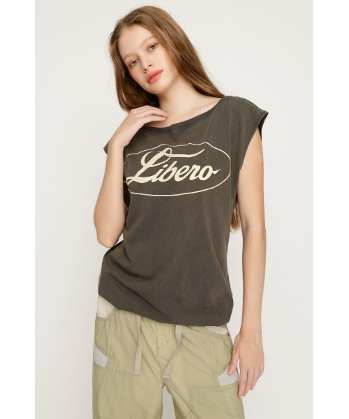 SLY(スライ)の「ONE SHOULDER LOGO TOPS ワンショルダーロゴトップス 夏服 秋服(Tシャツ/カットソー・レディース・ピンク/ブラック/ネイビー・FREE)」の5枚目の写真