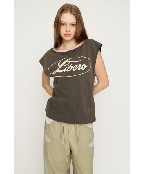 SLY(スライ)の「ONE SHOULDER LOGO TOPS ワンショルダーロゴトップス 夏服 秋服(Tシャツ/カットソー・レディース・ピンク/ブラック/ネイビー・FREE)」の6枚目の写真