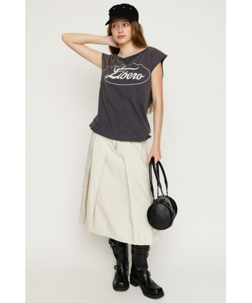 SLY(スライ)の「ONE SHOULDER LOGO TOPS ワンショルダーロゴトップス 夏服 秋服(Tシャツ/カットソー・レディース・ピンク/ブラック/ネイビー・FREE)」の12枚目の写真
