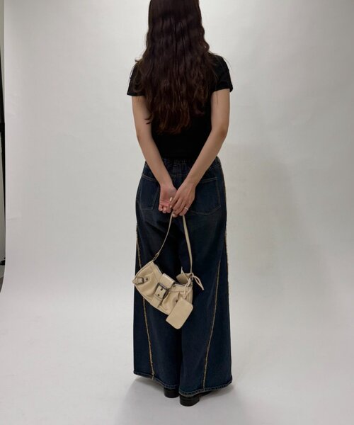 w closet（ダブルクローゼット）の「なみなみジャガードレースT カーディガン　夏服（Tシャツ/カットソー・レディース・ブラック/オフホワイト/ブラウン/サックスブルー/ピンク・FREE）」の8枚目の写真