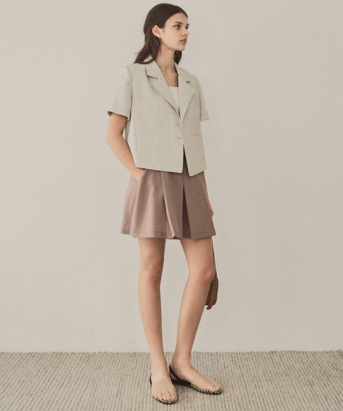 SLOWLOLLI(スローローリ)の「Double pocket linen blend jacket_3 Colors(テーラードジャケット・レディース・Beige/ブラック/アイボリー・FREE)」の8枚目の写真