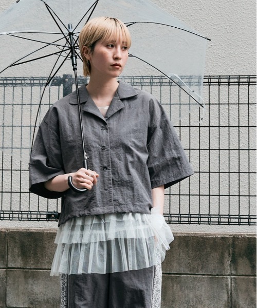 W:Huku(フーク)の「撥水 サファリ シャツ ジャケット(シャツ/ブラウス・レディース・ベージュ系その他/ブラック/グレー・M/L)」の7枚目の写真