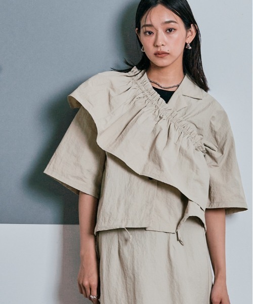 W:Huku(フーク)の「撥水 サファリ シャツ ジャケット(シャツ/ブラウス・レディース・ベージュ系その他/ブラック/グレー・M/L)」の16枚目の写真