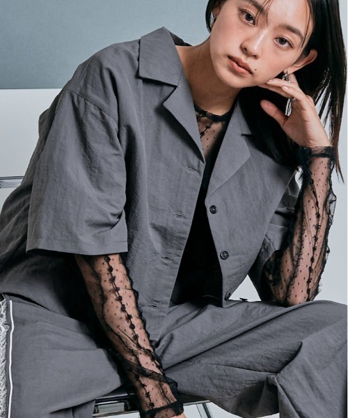 W:Huku(フーク)の「撥水 サファリ シャツ ジャケット(シャツ/ブラウス・レディース・ベージュ系その他/ブラック/グレー・M/L)」の18枚目の写真