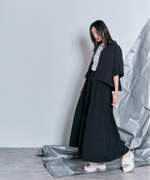 W:Huku(フーク)の「撥水 サファリ シャツ ジャケット(シャツ/ブラウス・レディース・ベージュ系その他/ブラック/グレー・M/L)」の5枚目の写真