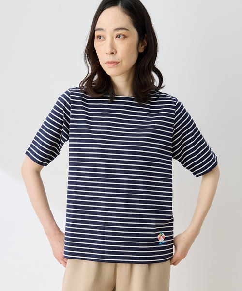 DECOY SINCE 1981（デコイシンスイチキュウハチイチ）の「ひやさらプレミアムボーダー Tシャツ（Tシャツ/カットソー・レディース・ホワイト/サックスブルー/ネイビー・LL/L/3L/M/4L）」の2枚目の写真