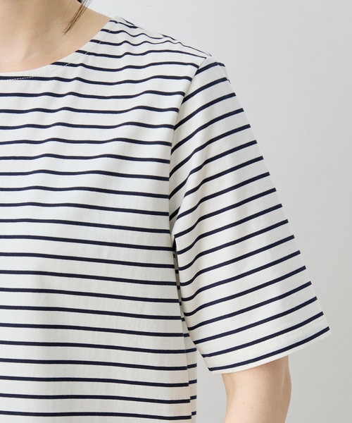 DECOY SINCE 1981（デコイシンスイチキュウハチイチ）の「ひやさらプレミアムボーダー Tシャツ（Tシャツ/カットソー・レディース・ホワイト/サックスブルー/ネイビー・LL/L/3L/M/4L）」の16枚目の写真