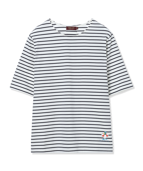 DECOY SINCE 1981（デコイシンスイチキュウハチイチ）の「ひやさらプレミアムボーダー Tシャツ（Tシャツ/カットソー・レディース・ホワイト/サックスブルー/ネイビー・LL/L/3L/M/4L）」の14枚目の写真