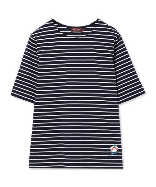 DECOY SINCE 1981（デコイシンスイチキュウハチイチ）の「ひやさらプレミアムボーダー Tシャツ（Tシャツ/カットソー・レディース・ホワイト/サックスブルー/ネイビー・LL/L/3L/M/4L）」の4枚目の写真
