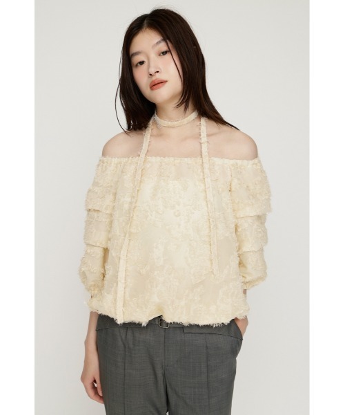 SLY(スライ)の「TUCK SLEEVE OFFSHOULDER TOPS タックスリーブオフショルダートップス 夏服 秋服(シャツ/ブラウス・レディース・アイボリー/ブラック/ブラウン・FREE)」の22枚目の写真