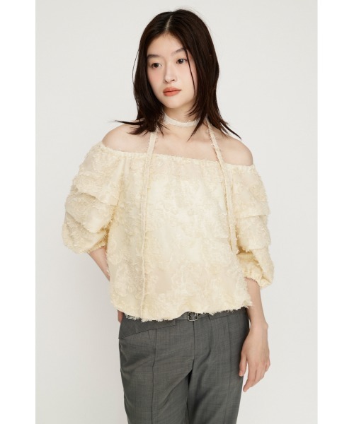 SLY(スライ)の「TUCK SLEEVE OFFSHOULDER TOPS タックスリーブオフショルダートップス 夏服 秋服(シャツ/ブラウス・レディース・アイボリー/ブラック/ブラウン・FREE)」の16枚目の写真